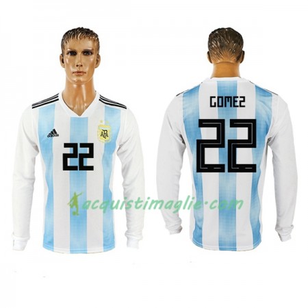 Divisa di Calcio Argentina Gomez 22 Prima Mondiali 2018 Manica Lunga